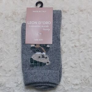 Leon D'Oro Women's Gray Cashmere Blend Luxury Socks Made In ITALY, One Size